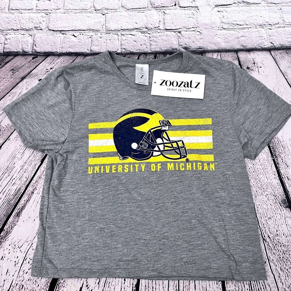 Michigan Wolverines NCAA Cropped‎ T-Shirt Zozozatz Blue Yellow Women's